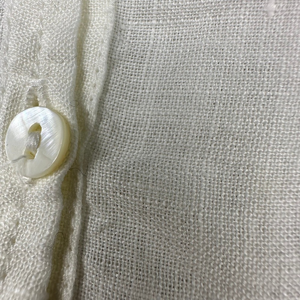 Gorgeous Chicos White 100% Linen Eyelet scalloped Bell Sleeve Tunic Top Sz 1 Med - Picture 15 of 16